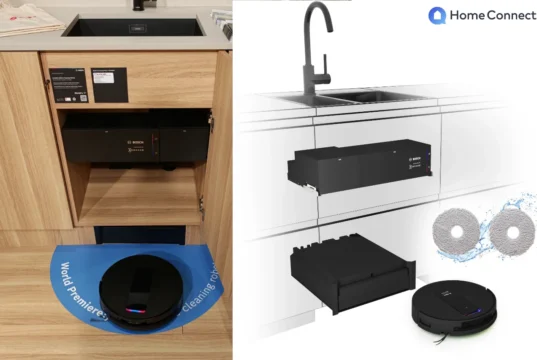 Bosch: il robot aspirapolvere da incasso scompare sotto il lavello dopo aver pulito Robot aspirapolvere da incasso Bosch BCRI3BX1